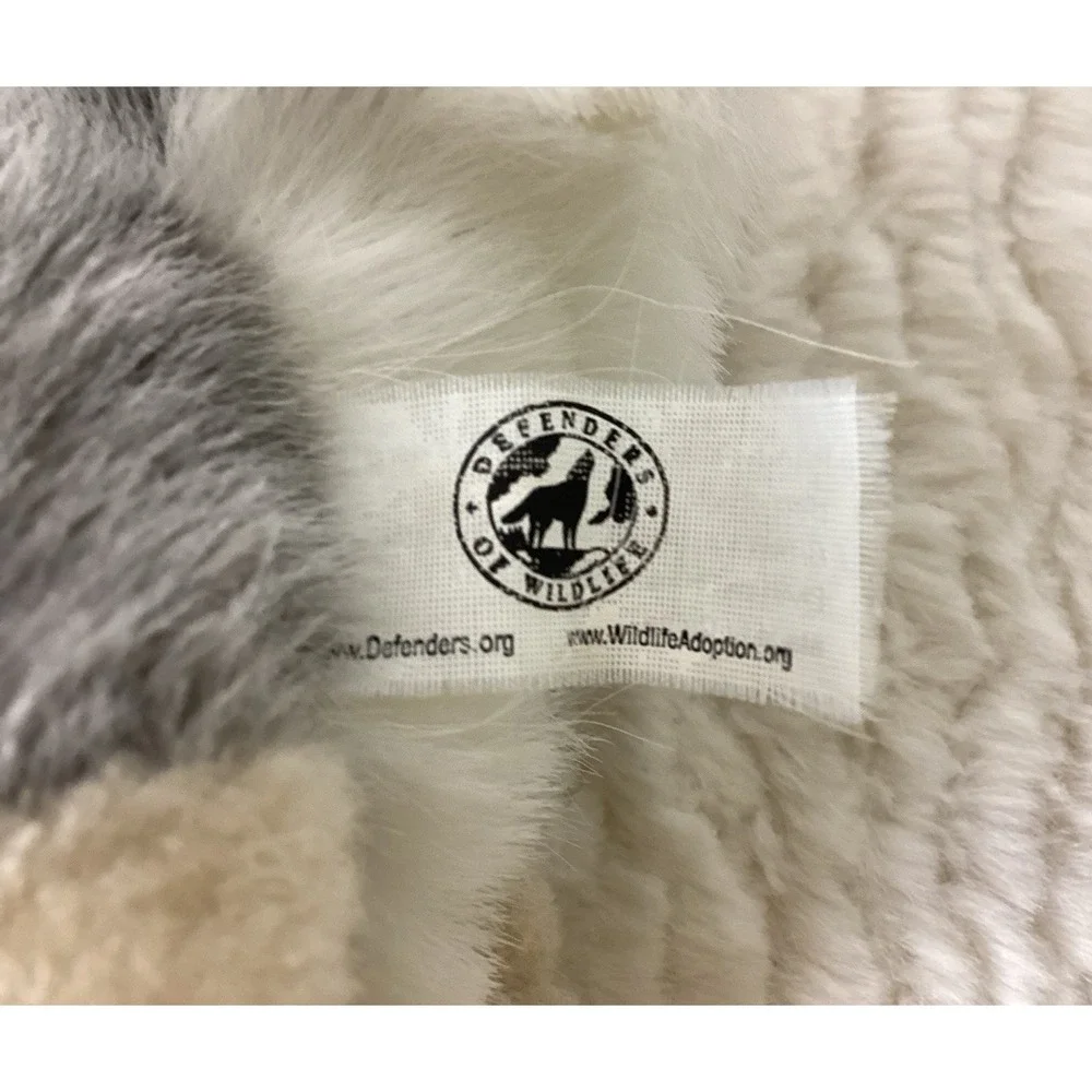 Defenders Of Wildlife Howling Wolf Plush Stuffed Animal Gray & Ivory EUC 9 Inch